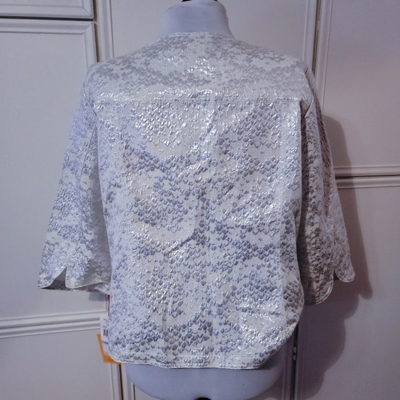Ruby Rd White & Silver Button Up Top - Picture 3 of 5